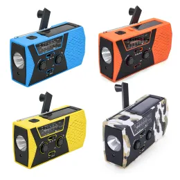 Laddare Emergency Radio Portable Hand Crank Solar Powered Radio AM/FM/WB Weather Radio LED Ficklight 2000mah Power Bank Phone Charger