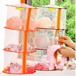 Zipper Bra Drying Basket 3-layer Hanging Net Mesh Storage Basket Bag Hanging Cage Clothes Bra Drying OrganizerMesh Storage Hanging Bag