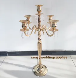 10st) Nya Gold Metal Candle Holders Stand Flowers Vase Candlestick Centerpieces Road Lead Candelabra Center Pieces Wedding 1176