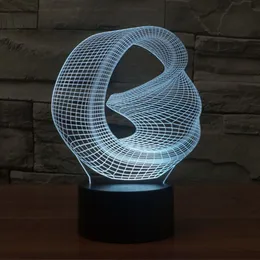 Distorted Space 3D Abstract Vision Amazing Optical Illusion 3D Effect 7 color Changing Touch Botton LED Light Table Lamp Night Lig240S