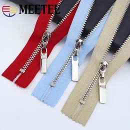 Meetee 5/10pc 3# 15/18/20/25/30cm Zippers de metal fechamento de zíper de ponta para uso de bolso de bolso de bolso de jeans