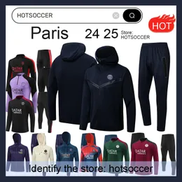 Paris Tracksuit 2024-2025 Mbappe Kids and Men 24 25 Psges Training Anzug Langarm Fußballfußball-Jersey Kit Uniform Chandal Kids Fan Player Version