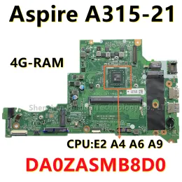 Moderkort DA0ZASMB8D0 för ACER Aspire A31521 Laptop Motherboard With E2 A4 A6 A9 CPU 4GBRAM NBGNV11006 NBGNV1100U NBGNV1100W 100% Test Test