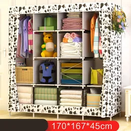 Furniture Wardrobe Fabric Folding Cloth Storage Cabinet DIY Assembly Easy Install Reinforcement Wardrobes Guarda Roupa