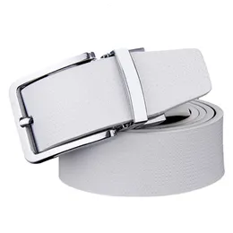 Cowhide Designer Luxury Belt Men Male Midje Strap Leather Pin Buckle White äkta läderbälten för män Pants Band Ceinture 240322