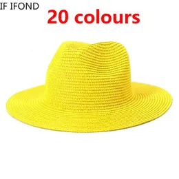 Wholesale Sun Hats Men Women Summer Panama Wide Brim Straw Fashion Colorful Outdoor Jazz Beach Protective Cap 240410