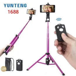 Tripods Yunteng 1388 VCT1688 51 em Selfie Stick com carregamento sem fio Bluetooth Remote Portable Trip Mount for Smartphone Live Stream