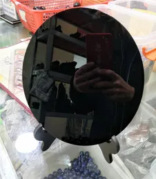 DHX SW ENORME 20 cm de obsidiana negra de 20 cm Fengshui espelho espesso Disco de grande círculo de lava vítrea de ágata real xaga com shelf1151904