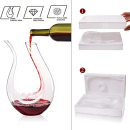 1500ml U Shape Wine Decanter Clear Leadfree Crystal Glass Hand Blown Red Wine Carafe Whiskey Decanter Home Wedding Bar Accessory