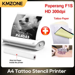 Skrivare 304DPI PAPPERANG F1S PORTABLE A4 Termisk pappersskrivare Trådlös Bluetooth Tattoo Stencil Maker Transfer Tattoo Papers Twoinone