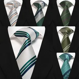 Halsband Eastepic Mens Ny randig halsringning Fashionabla tillbehör Högkvalitativ tyg Affärsdräkt Grönt slips i officiella tillfällen C240410