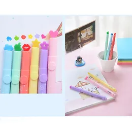 Haile 6pc Kawaii Candy Color Highlighters Inks Stamp Pen Creative Marker Pens School Children Bilni Forniture Regali di cartoleria