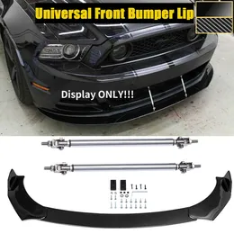 177cm Universal Front Bumper Lip For FORD Mustang GT Focus w/ Support Rod Side Spoiler Splitter Body Kit Guards Car Accessories