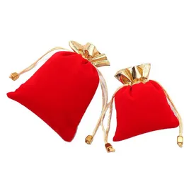 10 pcs red color organza bag jewelry packaging bag wedding party 선호 사탕 가방 호의 파우치 드로링 선물 가방