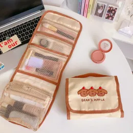 Minkys kawaii urso saco de armazenamento dobrável à prova d'água maquiagem de lápis Bolsa de armazenamento de armazenamento artigos de quadra de escritório da escola