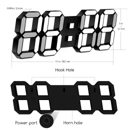 Deeyaple LED Wall Clock Watch Clock 3D LED Digital Modern Design Table Alarm Clock Nightlight Desktop Clock Living Room Bedroom