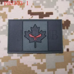 3D PVC Patch of Canada Red Maple Skull, Flag Patch