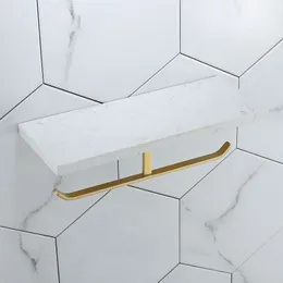 Banheiro de ouro escovado suporte de papel Soild Brass Batrble Bath Telefone Toalha Toalheiro Rack de Toço Vasilheiro Prateleira Montada na Parede