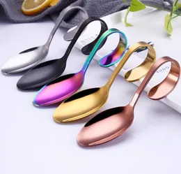 Spoons el and Restaurant Use Stainless Steel Canape Serving Spoon 5colors ECO Friendly Food with Bendy Handle3474414