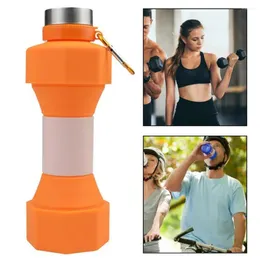 Vattenflaskor Gym Bottle Silicone Läcksäker fällbar hantel för fitnessresor 650 ml män cykling