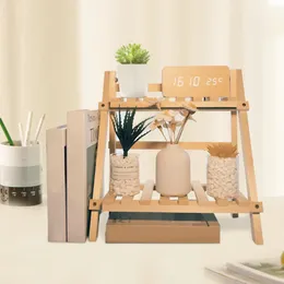 Biurk biurowy mini drewniany stojak do przechowywania podwójny stojak na drabinkę kwiatowy stojak na salon sypialnia ozdoby ogrodowe akcesoria