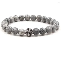 Strand Charm Natural Stone Bead Manual Bracelet Pave CZ Ball 4 Color Bangles For Men&Women Trendy Jewelry Decorations 2024