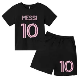 T-shirt Kids Super Soccer Star No.10 Stampa 2 pezzi T-shirt+pantaloni sport semi di 3-14 anni Girls Girls Idol Streetwear Children Outfit set 240410
