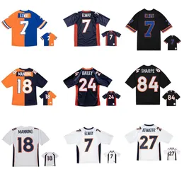 스티치 축구 유니폼 18 Peyton Manning 7 John Elway 24 Champ Bailey 84 Shannon Sharpe 27 Steve Atwater Mesh Legacy Retro Retro Classics Jersey 남녀 청소년