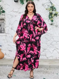 Plus Size Kaftan Women Ethnic Print Beach Kleid Badeanzug Cover up 240410