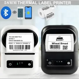 Yazıcılar 58mm Mini Yazıcı Termal Etiket Yazıcı Taşınabilir Kablosuz Bluetooth Makbuzu POS PRINTER Etiket Maker Üreticisi 2 1 Yazıcıda