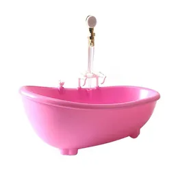 Kids Bathing Toys Spraying Water Dollhouse Furniture Doll Accessories 1:6 Scale Miniatures Electric Bathtub Plastic Tub