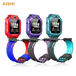 Orologi Aishi Q19r Kids Smart Watch Dual Cameras 360 Rotazione Flip Design Waterproof LBS SOS Bambini Telefono cellulare per 2G GSM Network