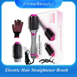 Borstar Kvinna Borsta hårborste 2 i 1 Electric Hot Air Brush One Step Professional Salon Hair Styler Electric Ion Blow Dryer Brush