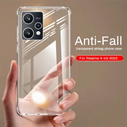 RealMe 9 4G Kasa için Clear Case Yumuşak Silikon Şok geçirmez Coque Realmi 9 Pro Plus Proplus 5G Anti-Fall Protect Fundas Realm 9i