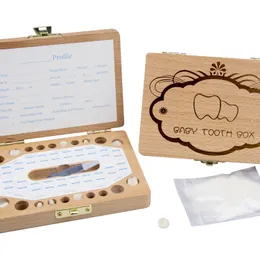 Caixa de dentes de madeira de madeira Organizador de leite dentes de armazenamento umbilical laNugo Salvar colecionar lembranças da caixa de dentes de dentes de lembranças