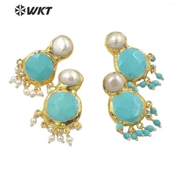Stud Earrings WT-MPE117 WKT 2024 Vintage Style Jewelry Natural Turquoise&Pearl Making Earring Supplies Gental Party Nice Quality