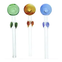 Partihandel Färgglad rökning Straw Pipe Thick Heady 4Inch Nyaste blomma Style Glasoljebrännare Rör Lollipop Form Handrör Naglar Vatten DAB RIG BONG