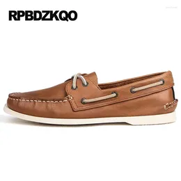 Freizeitschuhe Retro Bastelboot Männer echtes Leder Cowhide Brown Vintage Rabatt Flats Mokassins Schwarz Blau 2024 Spring Classic