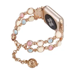 Luminous Band for Apple Watch Strap 38/40/41mm 42/44/45mm Series 7 6 5 4 SE 3 Adjustable Beads Wristband Women Bracelet for iWa