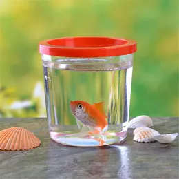 5pcs Betta fincan denizanası bardağı küçük balık tankı berrak mini konteyner Betta balık kalınlaşmış plastik şeffaf fincan küçük evcil hayvanlar için