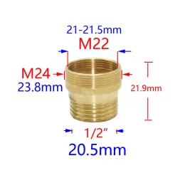 Brass 1/2" To M22 M24 M14 M20 Thread Connector Garden Household Faucet Adapter Durable Joint Coupler Fittings 1PC