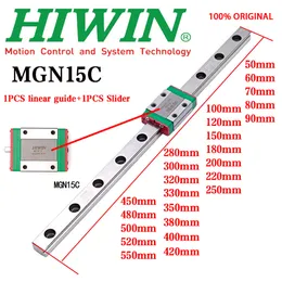 HiWin الأصلي الأصلي MGN15 MGN15C الدليل الخطي Rail 50 60 70 80-100 150 200-550mm MGN15 دليل خطي+MGN15C شريط التمرير