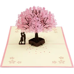 Biglietti pop -up 3d Cards di inviti di nozze di ciliegia di ciliegio cartoncino di auguri di saluto di San Valentino