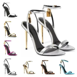 أعلى الأزياء Tomlies Fordlies F-Sandal Sandal Pointy Toe Standals Lock Lock 100mm Gold Cayel