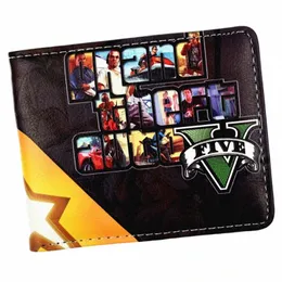 Game Grand Theft Auto V Wallet مع Coin Pocket Men's Bi-Fold Pass C6pt#