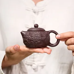 140 مل yixing خام خام الأرجواني الطين المصنوع يدويًا Xianglong Xishi Purple Clay Pot Kungfu Teaset Home Tea Ceremony Drinkwar