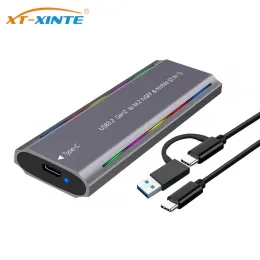 Gehege M.2 für NVME SATA SSD -Gehäuse Dual -Protokoll zum USB -Adapter 10 Gbit / s USB 3.2 Gen1 GEN2 USB C externe Fallbox Unterstützung BM -Taste