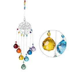 Tree of Life Suncatcher Crystal Ball Prism Pendant Rainbow Maker Hanged Sun Catcher Gemstones Window Ornament Home Garden Decor