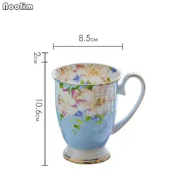 Noolim 300ml Bone China China Ceramic Coffee Mug Cafe Floral Painting Present Creative Ceramic Tea Cup Vintage Teacerty Drinkware