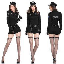 Mumbo de manga longa preta Mulheres femininas uniformes sexy mulheres sexi íntimas policial renda jogar roupas uniformes de cosplay